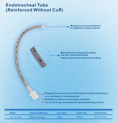 医療機器ラテックスを含まない強化PVCカフド / uncuffed 2.0-10.0mm気管内チューブ小児用途